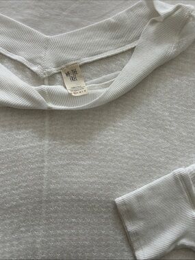 We The Free White Waffle-Knit Crew Neck Sweater